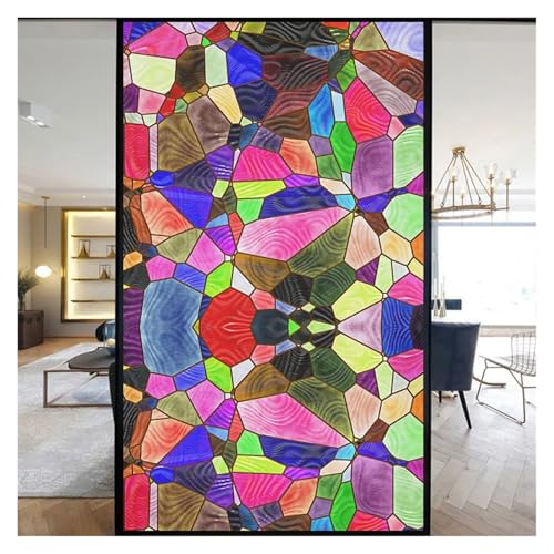 YTBHSHXZ, Selbstklebende Bunte Glasmalerei Milchglasfolie Moderne Kunst Geometrie Muster Fensteraufkleber Blickdicht selbstklebend(C,45x120cm) von YTBHSHXZ