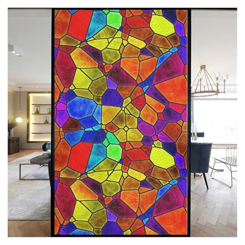 YTBHSHXZ, Selbstklebende Bunte Glasmalerei Milchglasfolie Moderne Kunst Geometrie Muster Fensteraufkleber Blickdicht selbstklebend(D,40x80cm) von YTBHSHXZ