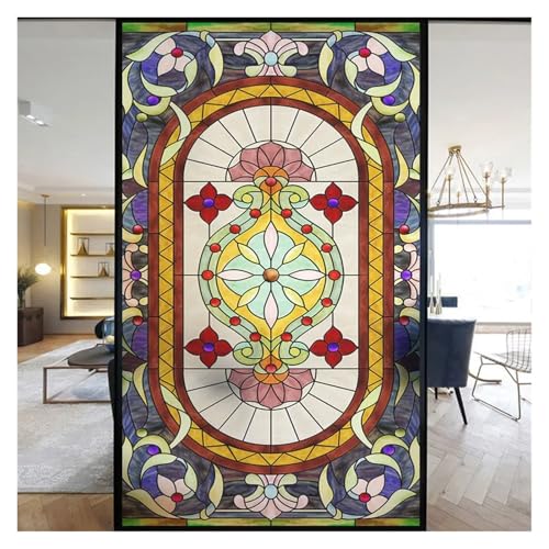 YTBHSHXZ, Selbstklebende Bunte Glasmalerei Milchglasfolie Moderne Kunst Geometrie Muster Fensteraufkleber Blickdicht selbstklebend(I,40x100cm) von YTBHSHXZ