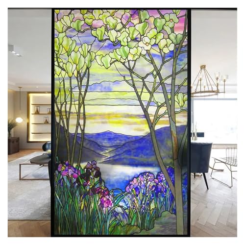 YTBHSHXZ, Selbstklebende Bunte Glasmalerei Milchglasfolie Moderne Kunst Geometrie Muster Fensteraufkleber Blickdicht selbstklebend(K,45x120cm) von YTBHSHXZ