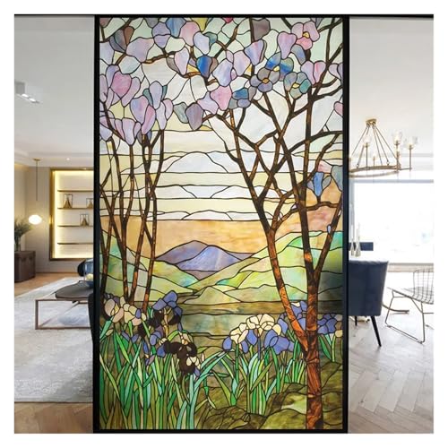 YTBHSHXZ, Selbstklebende Bunte Glasmalerei Milchglasfolie Moderne Kunst Geometrie Muster Fensteraufkleber Blickdicht selbstklebend(L,45x90cm) von YTBHSHXZ