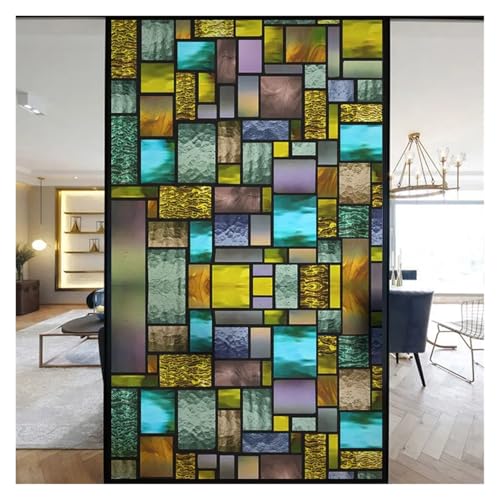 YTBHSHXZ, Selbstklebende Bunte Glasmalerei Milchglasfolie Moderne Kunst Geometrie Muster Fensteraufkleber Blickdicht selbstklebend(P,45x120cm) von YTBHSHXZ
