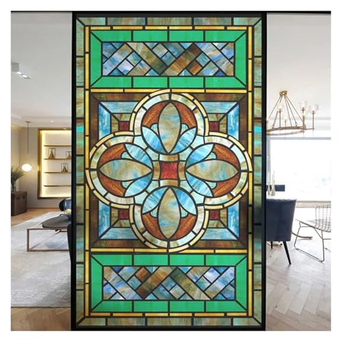 YTBHSHXZ, Selbstklebende bunte Glasmalerei Milchglasfolie Moderne Kunst Geometrie Muster Fensteraufkleber blickdicht selbstklebend(N,50x90cm) von YTBHSHXZ
