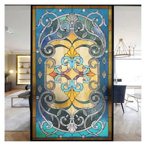 YTBHSHXZ, Selbstklebende bunte Glasmalerei Milchglasfolie Moderne Kunst Geometrie Muster Fensteraufkleber blickdicht selbstklebend(O,45x120cm) von YTBHSHXZ