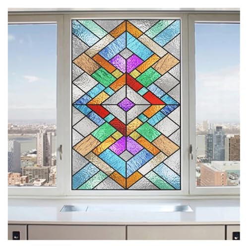 YTBHSHXZ, Selbstklebender Kirchenfenster-Glasaufkleber, farbenfrohe Retro-Kunst, elektrostatische Mattfolie, Anti-Licht-Buntglas(B04,40x120cm) von YTBHSHXZ