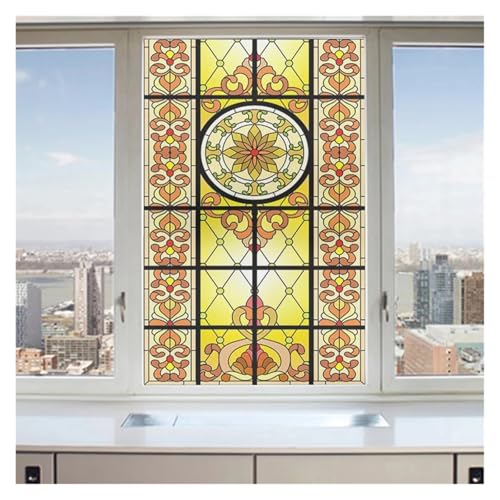YTBHSHXZ, Selbstklebender Kirchenfenster-Glasaufkleber, farbenfrohe Retro-Kunst, elektrostatische Mattfolie, Anti-Licht-Buntglas(B07,40x90cm) von YTBHSHXZ