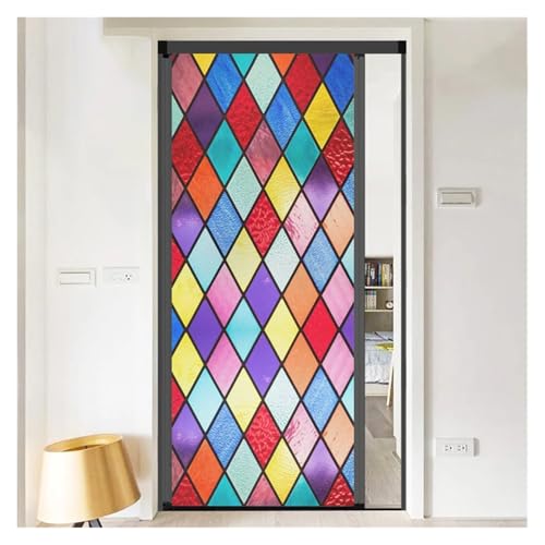 YTBHSHXZ, Selbstklebender Kirchenfenster-Glasaufkleber, farbenfrohe Retro-Kunst, elektrostatische Mattfolie, Anti-Licht-Buntglas(B09,40x80cm) von YTBHSHXZ