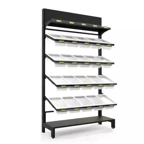 YTBHSHXZ, Supermarkt-Obstregal, Verkaufsregal, Obst- und Gemüseregal, Lebensmittelregal, Aufbewahrungsorganisator for Küche/Speisekammer/Supermarktboden(Black a,105x40x180cm) von YTBHSHXZ