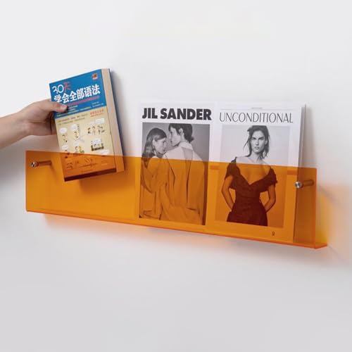 YTBHSHXZ, Zeitschriftenständer aus Acryl, lang – Wandhalterung für Zeitungen, Bücher und Zeitschriften (Orange, 100 cm (39 3/8 Zoll) von YTBHSHXZ
