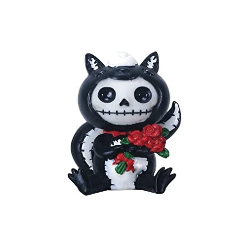 YTC Summit International Furrybones ODO Skeleton in Skunk Costume Holding Roses Halloween Figurine von YTC