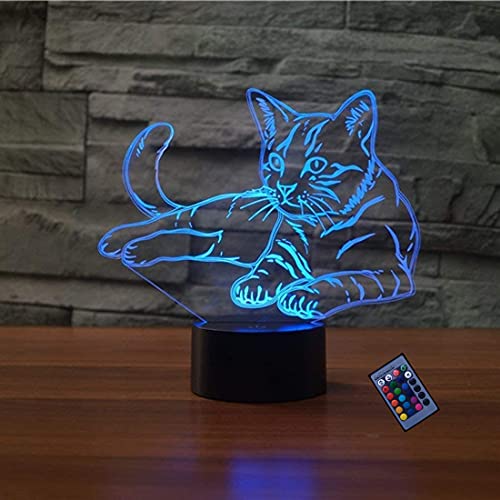 Kreative 3D Katze Nacht Licht 16 Farben Andern Sich Fernbedienung USB-Strom Touch Schalter Dekor Lampe Optische Täuschung Lampe LED Lampe Tisch Kinder Brithday Weihnachten Geschenke von YTDZLTD