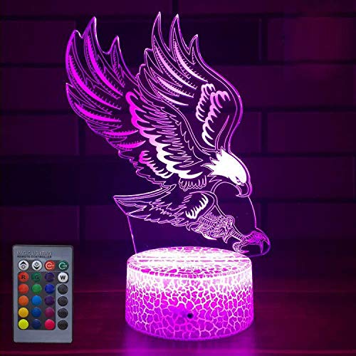 Kreative 3D Adler Nacht Licht 16 Farben Andern Sich Fernbedienung USB-Strom Touch Schalter Dekor Lampe Optische Täuschung Lampe LED Lampe Tisch Kinder Brithday Weihnachten Geschenke von YTDZLTD