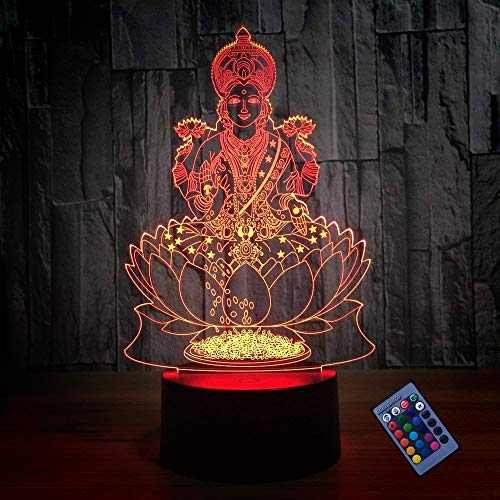 YTDZLTD Optische Täuschung 3D Buddha Statue Nacht Licht 16 Farben Andern Sich Fernbedienung USB-Strom Touch Schalter Dekor Lampe LED Lampe Tisch Kinder Brithday weihnachten Geschenk von YTDZLTD