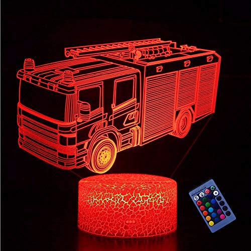 Optische Täuschung 3D Feuerwehr Auto Nacht Licht 16 Farben Andern Sich Fernbedienung USB-Strom Touch Schalter Dekor Lampe LED Lampe Tisch Kinder Brithday weihnachten Geschenk von YTDZLTD