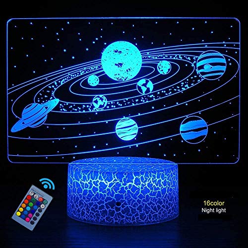 Optische Täuschung 3D Planet Stern Nacht Licht 16 Farben Andern Sich Fernbedienung USB-Strom Touch Schalter Dekor Lampe LED Lampe Tisch Kinder Brithday weihnachten Geschenk von YTDZLTD