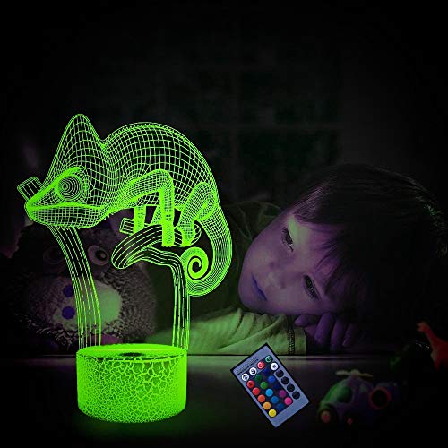 Optische Täuschung 3D Chamäleon Nacht Licht 16 Farben Andern Sich Fernbedienung USB-Strom Touch Schalter Dekor Lampe LED Lampe Tisch Kinder Geburtstag Weihnachten Geschenk von YTDZLTD