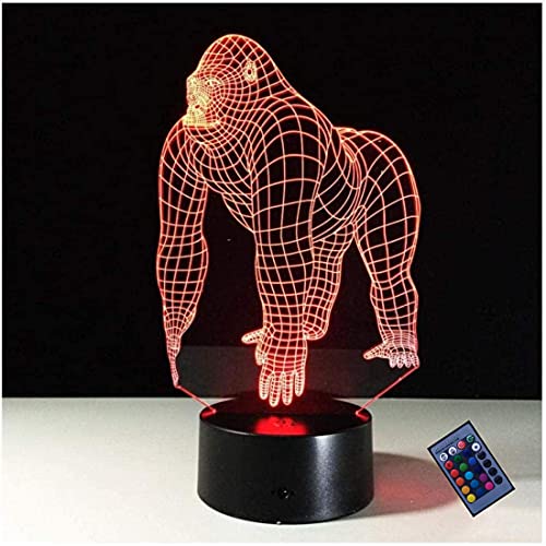 Optische Täuschung 3D Gorilla Nacht Licht 16 Farben Andern Sich Fernbedienung USB-Strom Touch Schalter Dekor Lampe LED Lampe Tisch Kinder Brithday weihnachten Geschenk von YTDZLTD