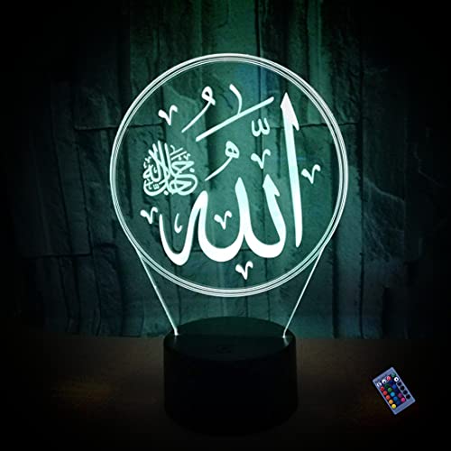 Optische Täuschung 3D Islamische Lampe Nachtlicht 16 Farben Andern Sich Fernbedienung USB-Strom Touch Schalter Dekor Lampe LED Lampe Tisch Kinder Geburtstag Weihnachten Geschenk von YTDZLTD