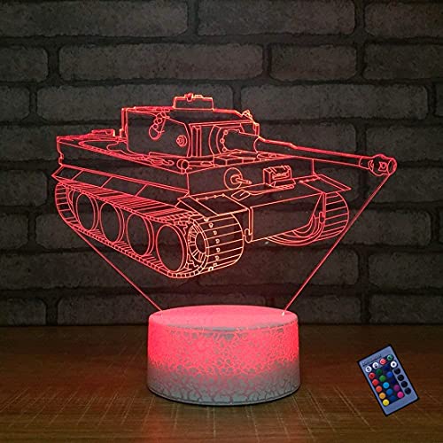 Optische Täuschung 3D Panzer Nacht Licht 16 Farben Andern Sich Fernbedienung USB-Strom Touch Schalter Dekor Lampe LED Lampe Tisch Kinder Geburtstag Weihnachten Geschenk von YTDZLTD