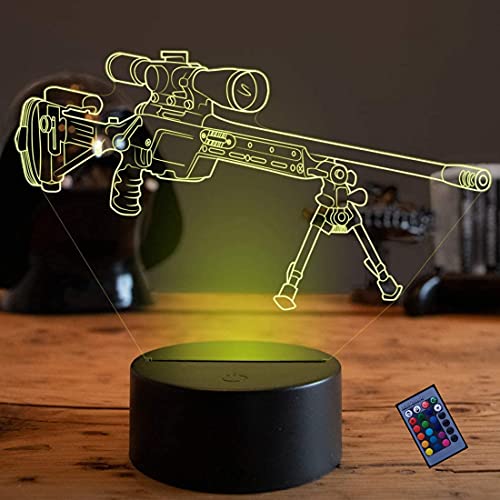 YTDZLTD Optische Täuschung 3D Waffe Nacht Licht 16 Farben Andern Sich Fernbedienung USB-Strom Touch Schalter Dekor Lampe LED Lampe Tisch Brithday weihnachten Geschenk von YTDZLTD