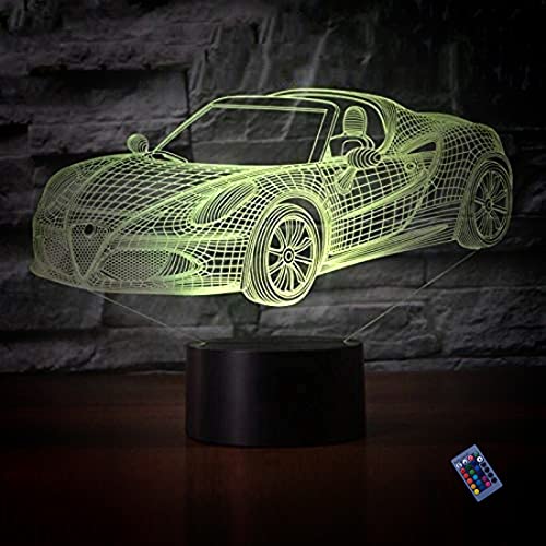 Kreative 3D Auto Nacht Licht 16 Farben Andern Sich Fernbedienung USB-Strom Touch Schalter Dekor Lampe Optische Täuschung Lampe LED Lampe Tisch Kinder Brithday Weihnachten Geschenke von YTDZLTD