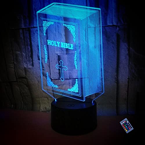 Kreative 3D Bibel Nacht Licht 16 Farben Andern Sich Fernbedienung USB-Strom Touch Schalter Dekor Lampe Optische Täuschung Lampe LED Lampe Tisch Kinder Brithday Weihnachten Geschenke von YTDZLTD