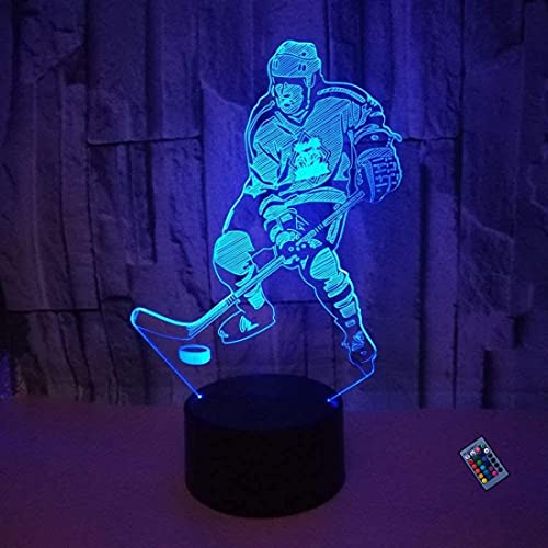 Kreative 3D Eishockey Nacht Licht 16 Farben Andern Sich Fernbedienung USB-Strom Touch Schalter Dekor Lampe Optische Täuschung Lampe LED Lampe Tisch Kinder Brithday Weihnachten Geschenke von YTDZLTD