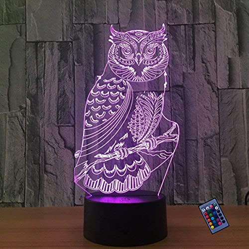 Kreative 3D Eule Nacht Licht 16 Farben Andern Sich Fernbedienung USB-Strom Touch Schalter Dekor Lampe Optische Täuschung Lampe LED Lampe Tisch Kind Geburtstag Weihnachten Geschenke von YTDZLTD