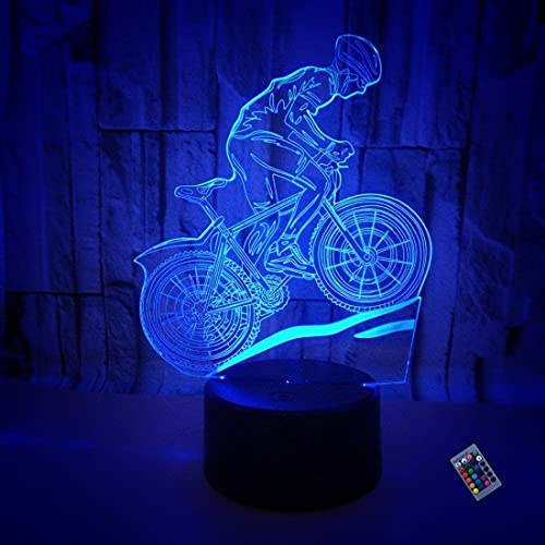 Kreative 3D Fahrrad Nacht Licht 16 Farben Andern Sich Fernbedienung USB-Strom Touch Schalter Dekor Lampe Optische Täuschung Lampe LED Lampe Tisch Kinder Brithday Weihnachten Geschenke von YTDZLTD