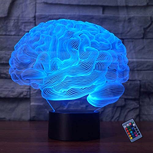 YTDZLTD Kreative 3D Gehirn Nacht Licht 16 Farben Fernbedienung Touch Schalter Dekor Lampe Optische Täuschung LED Lampe Tisch Kinder Geburtstag Weihnachten Geschenke von YTDZLTD