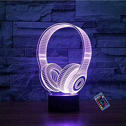 Kreative 3D Headset Nacht Licht 16 Farben Andern Sich Fernbedienung USB-Strom Touch Schalter Dekor Lampe Optische Täuschung Lampe LED Lampe Tisch Kinder Brithday Weihnachten Geschenke von YTDZLTD