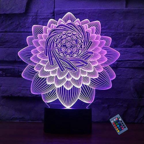 Kreative 3D Lotus Nacht Licht 16 Farben Andern Sich Fernbedienung USB-Strom Touch Schalter Dekor Lampe Optische Täuschung Lampe LED Lampe Tisch Kind Geburtstag Weihnachten Geschenke von YTDZLTD