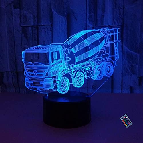 Kreative 3D Mischer Lkw Nacht Licht 16 Farben Andern Sich Fernbedienung USB-Strom Touch Schalter Dekor Lampe Optische Täuschung Lampe LED Lampe Tisch Kinder Brithday Weihnachten Geschenke von YTDZLTD