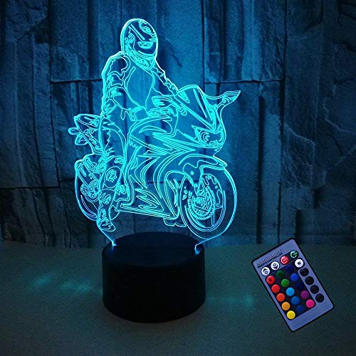 Kreative 3D Motorrad Nacht Licht 16 Farben Andern Sich Fernbedienung USB-Strom Touch Schalter Dekor Lampe Optische Täuschung Lampe LED Lampe Tisch Kinder Brithday Weihnachten Geschenke von YTDZLTD