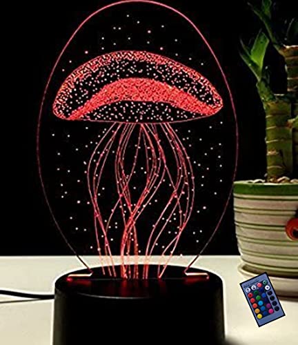 Kreative 3D Qualle Nacht Licht 16 Farben Andern Sich Fernbedienung USB-Strom Touch Schalter Dekor Lampe Optische Täuschung Lampe LED Lampe Tisch Kinder Brithday Weihnachten Geschenke von YTDZLTD