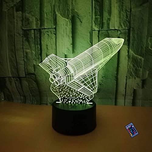 YTDZLTD Kreative 3D Rakete Nacht Licht 16 Farben Andern Sich Fernbedienung USB-Strom Touch Schalter Dekor Lampe Optische Täuschung Lampe LED Lampe Tisch Kinder Brithday Weihnachten Geschenke von YTDZLTD