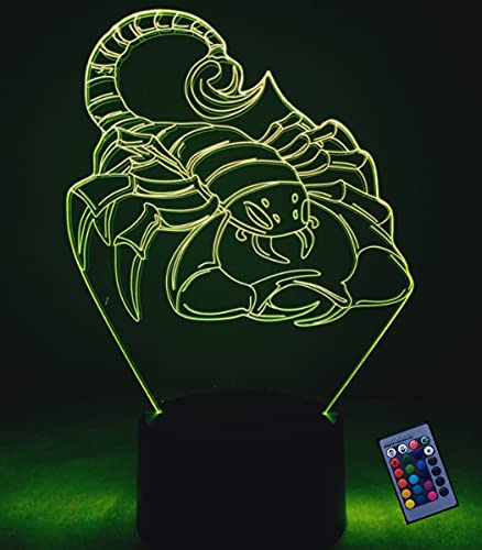 YTDZLTD Kreative 3D Skorpion Nacht Licht 16 Farben Andern Sich Fernbedienung USB Adapter Touch Schalter Dekor Lampe Optische Täuschung Lampe LED Lampe Tisch Kinder Brithday Weihnachten Geschenke von YTDZLTD