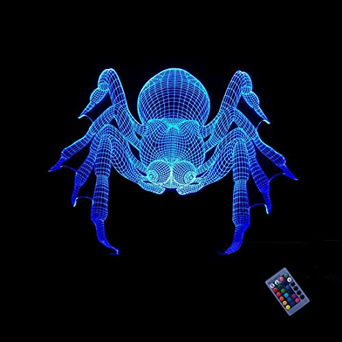 Kreative 3D Spinne Nacht Licht 16 Farben Andern Sich Fernbedienung USB-Strom Touch Schalter Dekor Lampe Optische Täuschung Lampe LED Lampe Tisch Kinder Brithday Weihnachten Geschenke von YTDZLTD