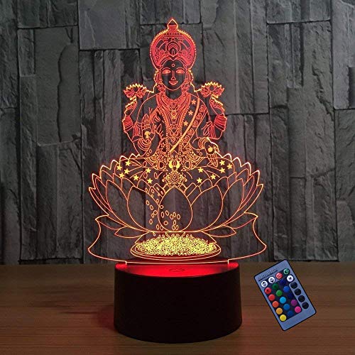 YTDZLTD Optische Illusion, 3D-Buddha-Statue, Nachtlicht, 16 Farben, wechselnde USB-Fernbedienung, Touch-Schalter, Dekor-Lampe, LED-Tischlampe, Kinder, Weihnachten, Geburtstagsgeschenk von YTDZLTD