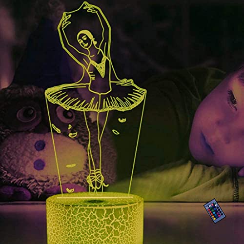 Optische Täuschung 3D Ballett Nacht Licht 16 Farben Andern Sich Fernbedienung USB-Strom Touch Schalter Dekor Lampe LED Lampe Tisch Kinder Geburtstag Weihnachten Geschenk von YTDZLTD