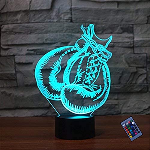 YTDZLTD Optische Täuschung 3D Boxhandschuhe Nacht Licht 16 Farben Andern Sich Fernbedienung USB-Strom Touch Schalter Dekor Lampe LED Lampe Tisch Kinder Brithday weihnachten Geschenk von YTDZLTD