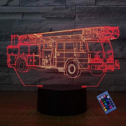 Optische Täuschung 3D Feuerwehr Auto Nacht Licht 16 Farben Andern Sich Fernbedienung USB-Strom Touch Schalter Dekor Lampe LED Lampe Tisch Kinder Geburtstag Weihnachten Geschenk von YTDZLTD