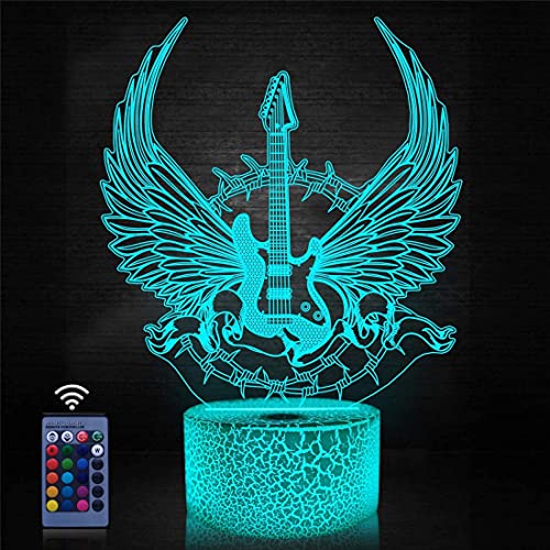 Optische Täuschung 3D Gitarre Nacht Licht 16 Farben Andern Sich Fernbedienung USB-Strom Touch Schalter Dekor Lampe LED Lampe Tisch Kinder Geburtstag Weihnachten Geschenk von YTDZLTD