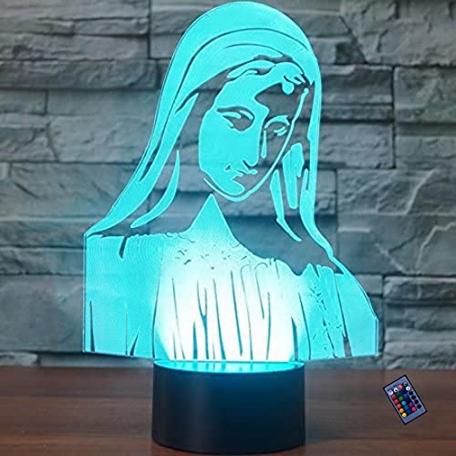 Optische Täuschung 3D Jungfrau Maria Nacht Licht 16 Farben Andern Sich Fernbedienung USB-Strom Touch Schalter Dekor Lampe LED Lampe Tisch Kinder Geburtstag Weihnachten Geschenk von YTDZLTD