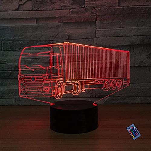 YTDZLTD Optische Täuschung 3D LKW Nacht Licht 16 Farben Andern Sich Fernbedienung USB-Strom Touch Schalter Dekor Lampe LED Lampe Tisch Kinder Geburtstag Weihnachten Geschenk von YTDZLTD