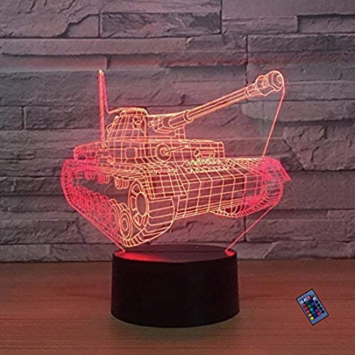 Optische Täuschung 3D Panzer Nacht Licht 16 Farben Andern Sich Fernbedienung USB-Strom Touch Schalter Dekor Lampe LED Lampe Tisch Kinder Brithday weihnachten Geschenk von YTDZLTD