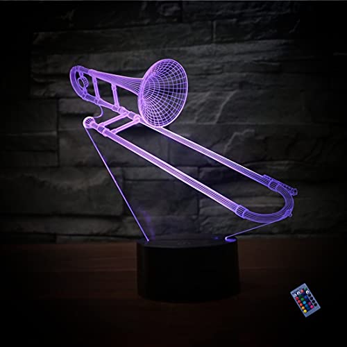 YTDZLTD Optische Täuschung 3D Posaune Nacht Licht 16 Farben Andern Sich Fernbedienung USB-Strom Touch Schalter Dekor Lampe LED Lampe Tisch Kinder Brithday weihnachten Geschenk von YTDZLTD