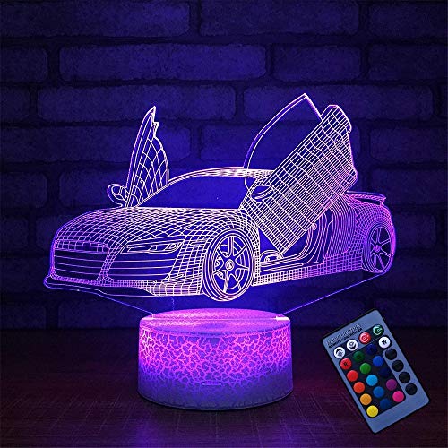 Optische Täuschung 3D Sportwagen Auto Nacht Licht 16 Farben Andern Sich Fernbedienung USB-Strom Touch Schalter Dekor Lampe LED Lampe Tisch Kinder Brithday weihnachten Geschenk von YTDZLTD