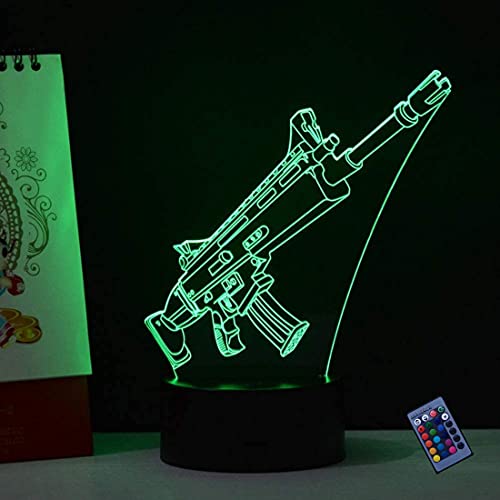 YTDZLTD 3D Waffe Nacht Licht 16 Farben Fernbedienung USB-Strom Touch Schalter Dekor LED Lampe Tisch Lampe Geburtstag Weihnachten Geschenk von YTDZLTD