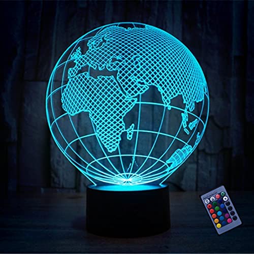 Kreative 3D Erde Kugel Nacht Licht 16 Farben Andern Sich Fernbedienung USB-Strom Touch Schalter Dekor Lampe Optische Täuschung Lampe LED Lampe Tisch Kinder Brithday Weihnachten Geschenke von YTDZLTD